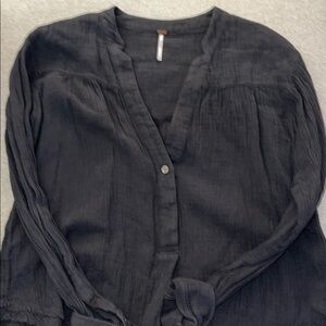 Women's Black Button-Up Top